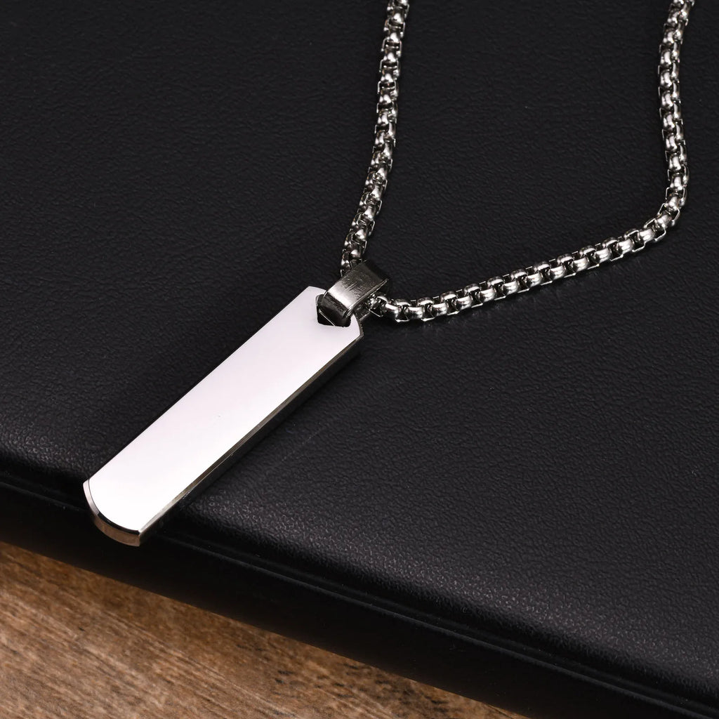 Initials Vertical Bar Necklace for Men,Stainless Steel  A-Z 26 Letters Charm Geometric Pendant Collars,Stylish Jewelry Gift