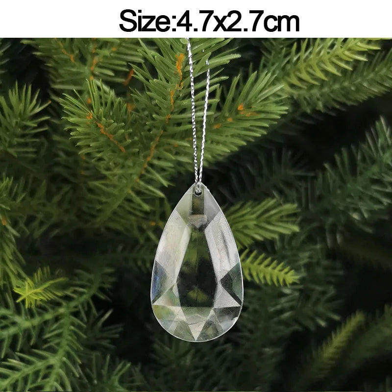 5pcs 2026 Christmas Decoration Crystal Acrylic Ornament Snowflake Elk Snowman Bow Christmas Tree Hanging Pendant New Year Kerst