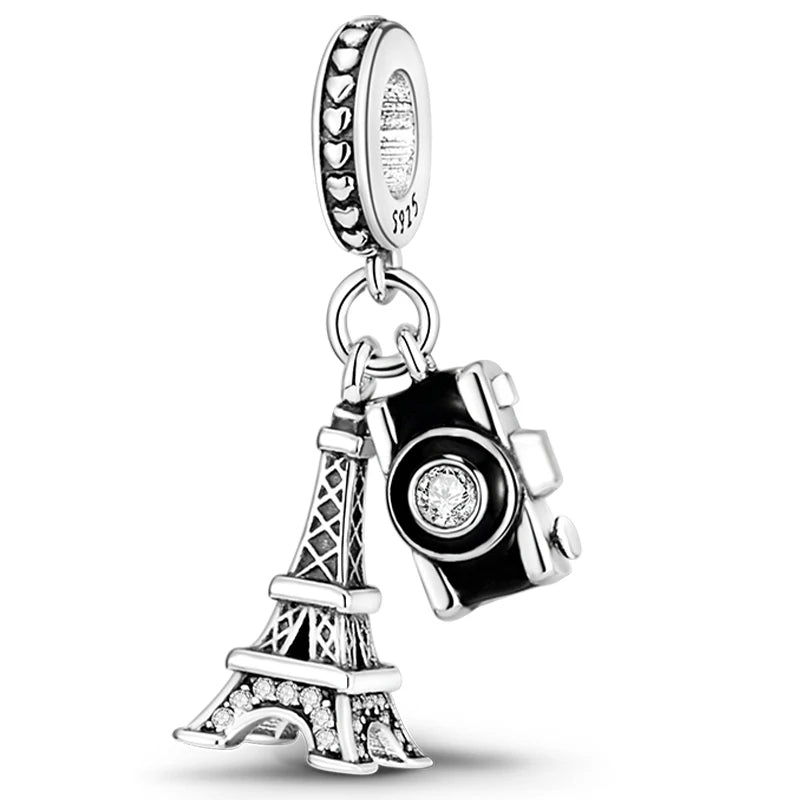 Hot Sale Charms Beads 925 Sterling Silver Color Bow Cross Life Tree Beads Fit DIY Original Bangle Bracelet Charm Pendant Jewelry