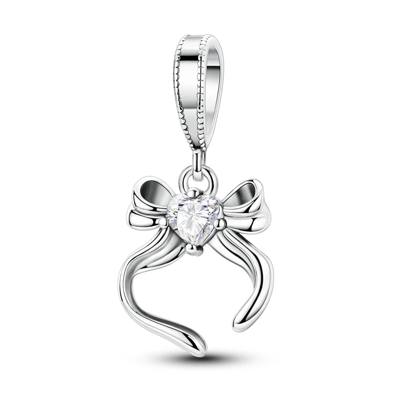 Hot Sale Charms Beads 925 Sterling Silver Color Bow Cross Life Tree Beads Fit DIY Original Bangle Bracelet Charm Pendant Jewelry