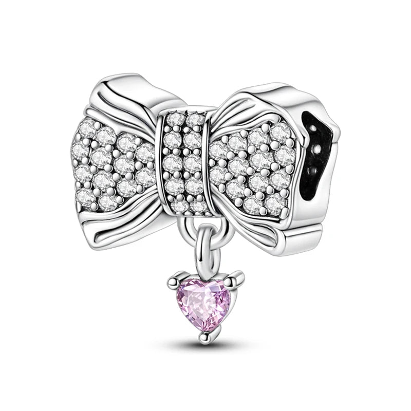 Hot Sale Charms Beads 925 Sterling Silver Color Bow Cross Life Tree Beads Fit DIY Original Bangle Bracelet Charm Pendant Jewelry