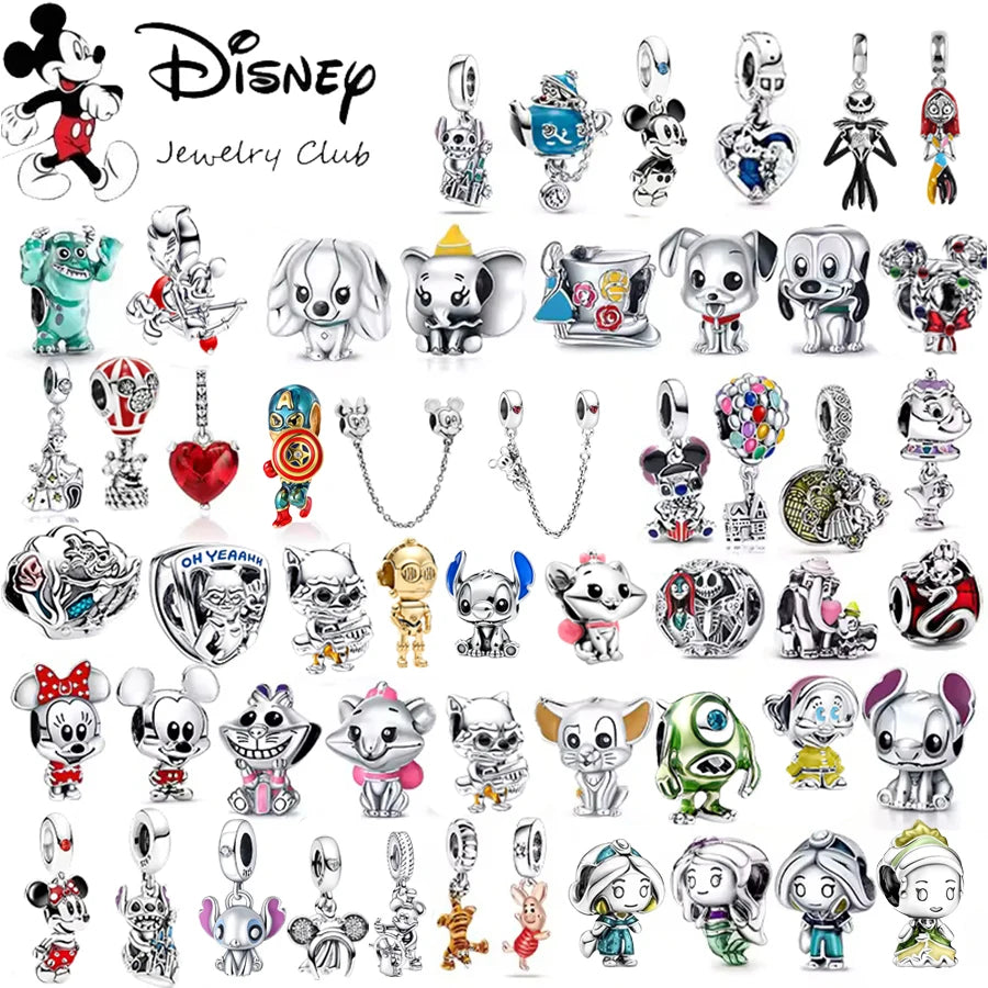 MINISO Hot Sale Disney Mickey Mouse Cupid & Snow White Dopey Charm Security Chain Bead Fit Original Silver Bracelet Jewelry Gift