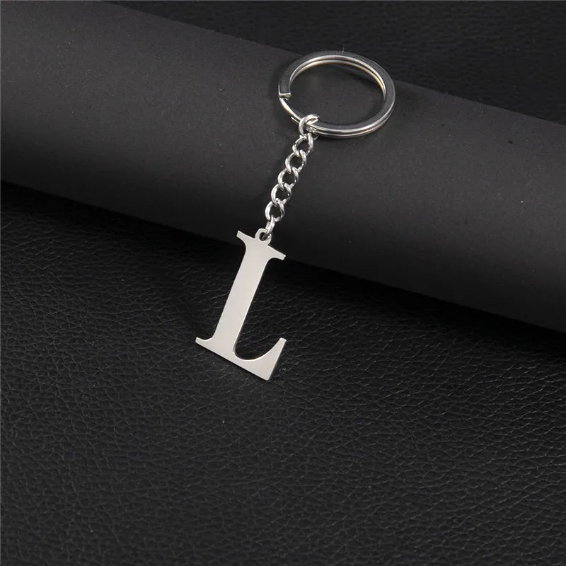 Punk DIY A-Z Letters Keychain Women Metal Initial Pendant Key Chain Ring for Men Trend 26 Alphabet Keyring Bag Accessories