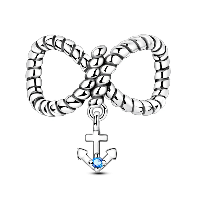 Hot Sale Charms Beads 925 Sterling Silver Color Bow Cross Life Tree Beads Fit DIY Original Bangle Bracelet Charm Pendant Jewelry