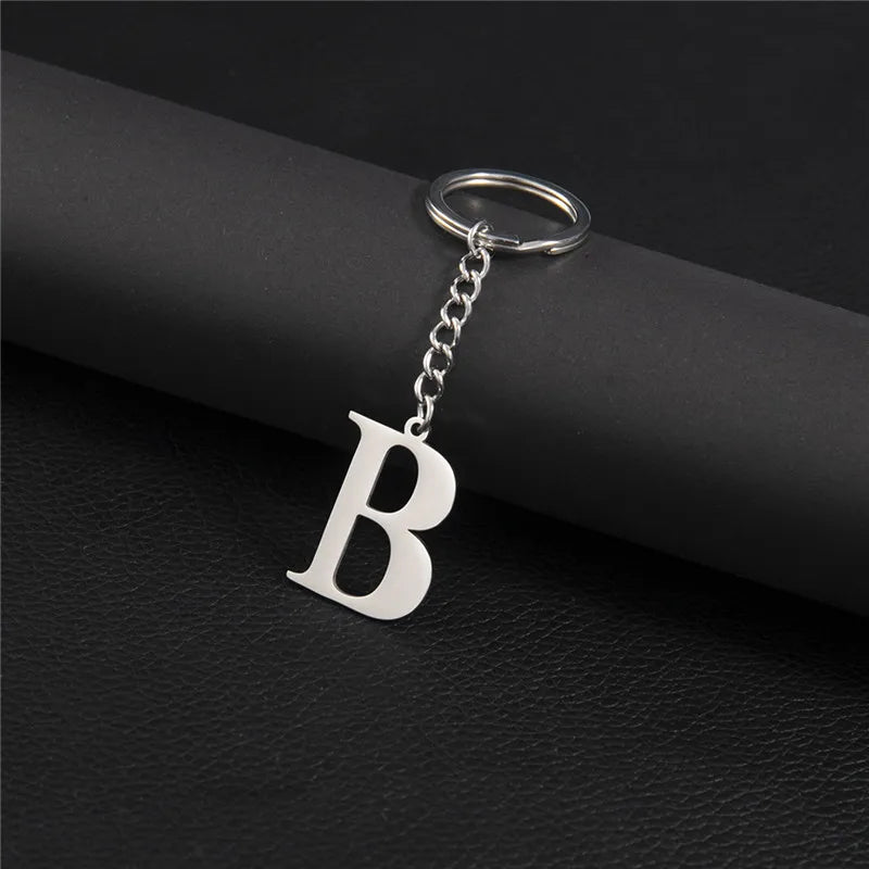 Punk DIY A-Z Letters Keychain Women Metal Initial Pendant Key Chain Ring for Men Trend 26 Alphabet Keyring Bag Accessories