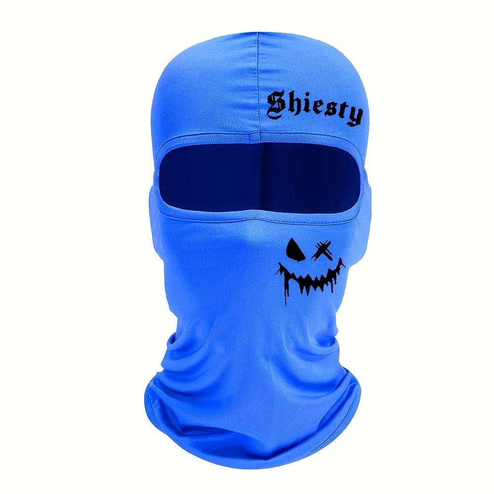 Smiling face print Balaclava face mask, summer cool neck cover, motorcycle skiing scarf, unisex
