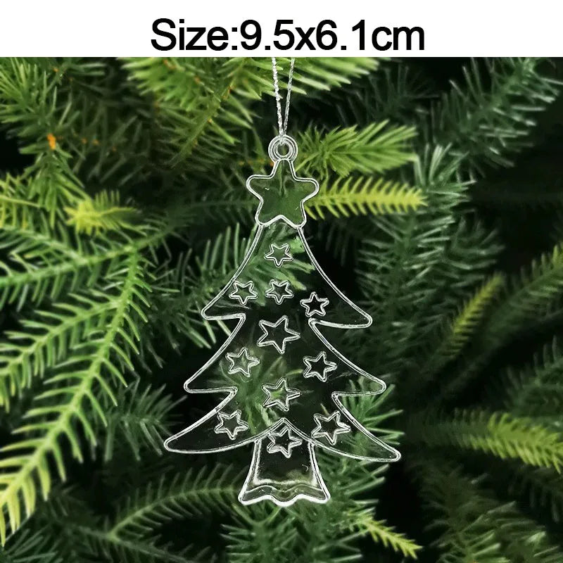 5pcs 2026 Christmas Decoration Crystal Acrylic Ornament Snowflake Elk Snowman Bow Christmas Tree Hanging Pendant New Year Kerst