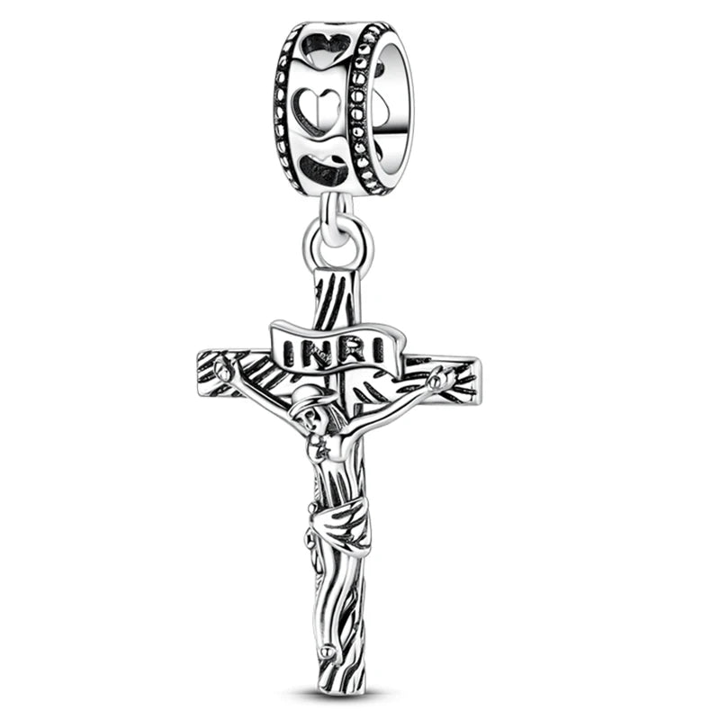 Hot Sale Charms Beads 925 Sterling Silver Color Bow Cross Life Tree Beads Fit DIY Original Bangle Bracelet Charm Pendant Jewelry