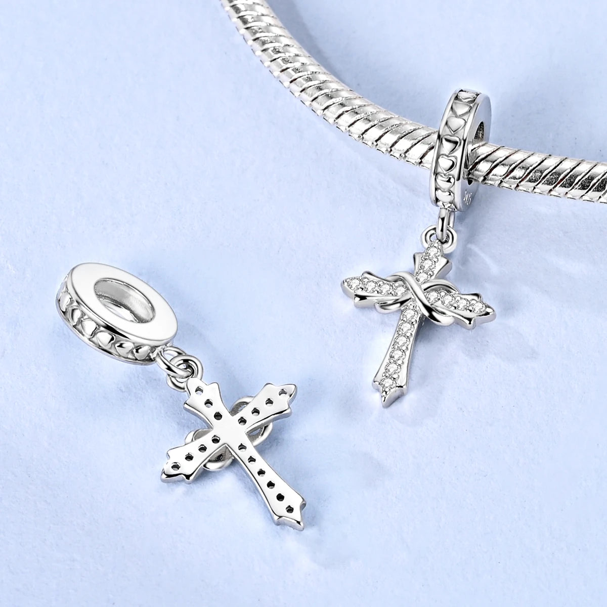 Hot Sale Charms Beads 925 Sterling Silver Color Bow Cross Life Tree Beads Fit DIY Original Bangle Bracelet Charm Pendant Jewelry