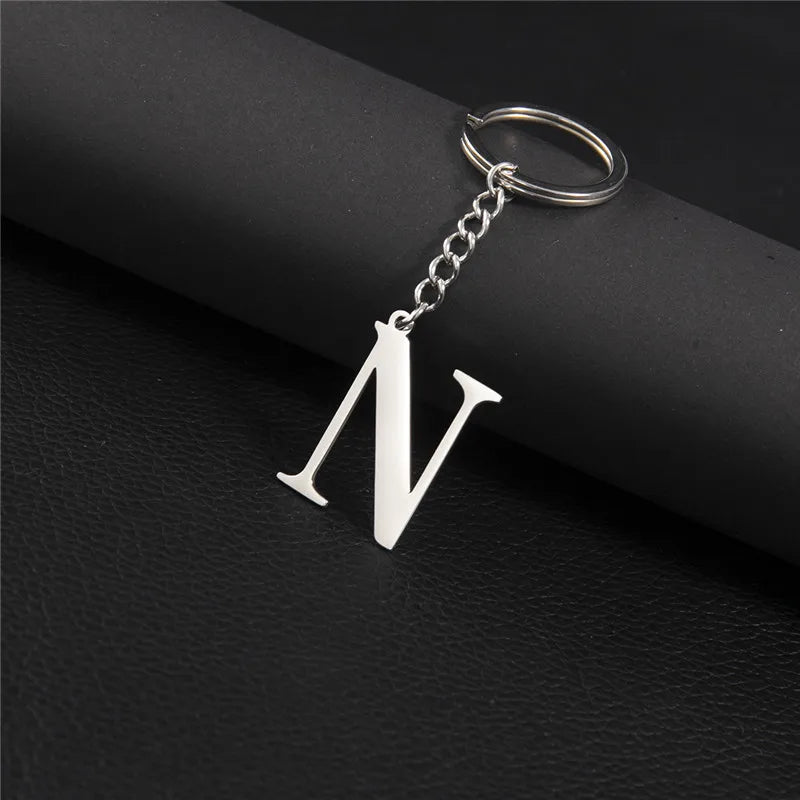 Punk DIY A-Z Letters Keychain Women Metal Initial Pendant Key Chain Ring for Men Trend 26 Alphabet Keyring Bag Accessories