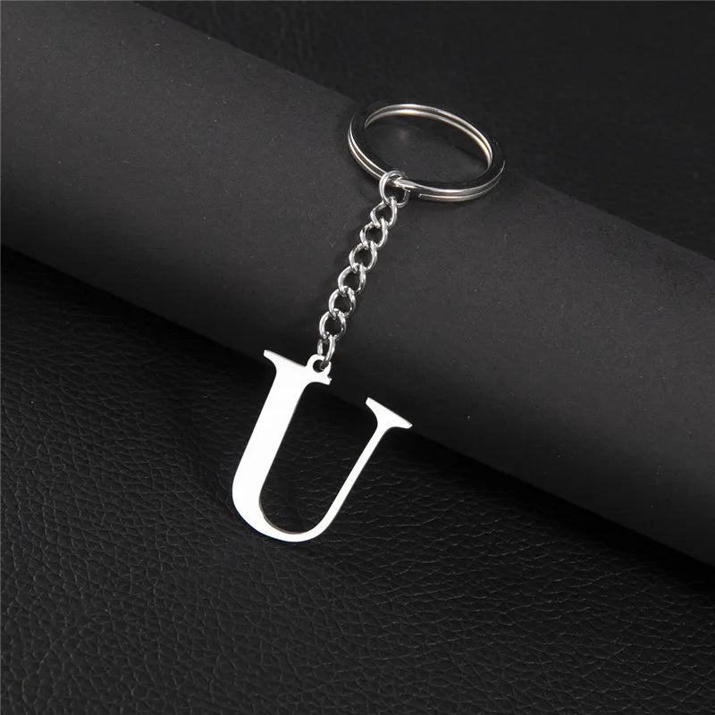 Punk DIY A-Z Letters Keychain Women Metal Initial Pendant Key Chain Ring for Men Trend 26 Alphabet Keyring Bag Accessories