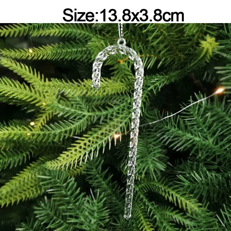 5pcs 2026 Christmas Decoration Crystal Acrylic Ornament Snowflake Elk Snowman Bow Christmas Tree Hanging Pendant New Year Kerst