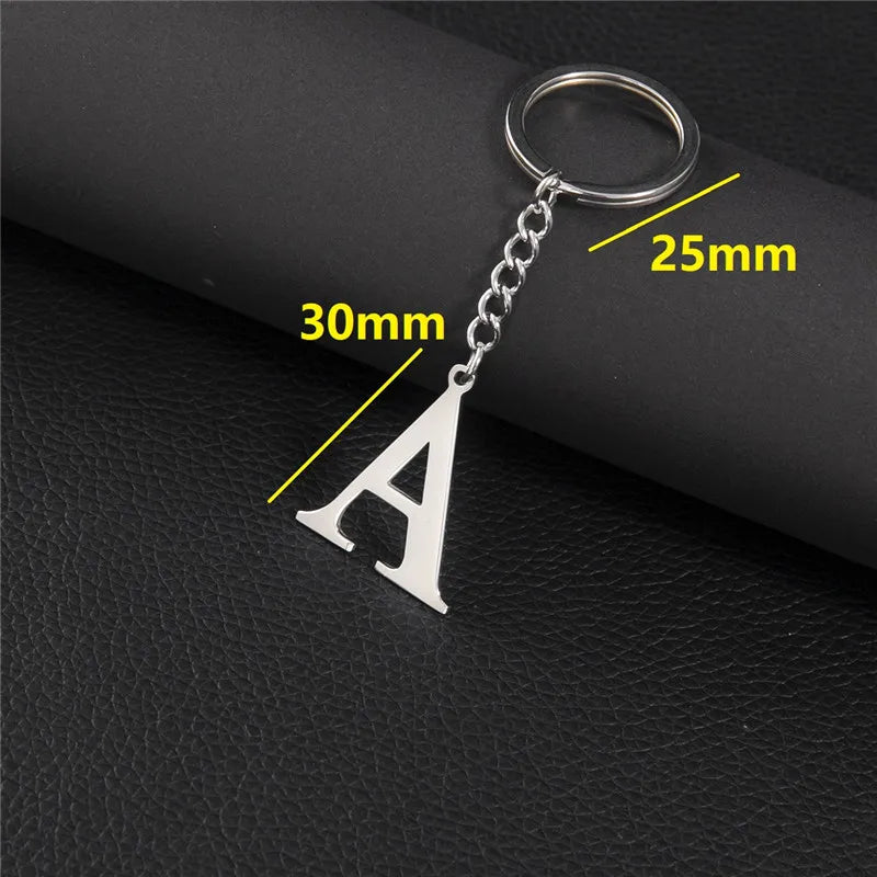 Punk DIY A-Z Letters Keychain Women Metal Initial Pendant Key Chain Ring for Men Trend 26 Alphabet Keyring Bag Accessories