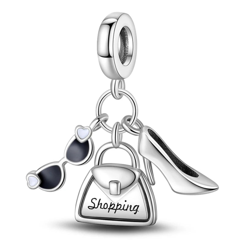 Hot Sale Charms Beads 925 Sterling Silver Color Bow Cross Life Tree Beads Fit DIY Original Bangle Bracelet Charm Pendant Jewelry