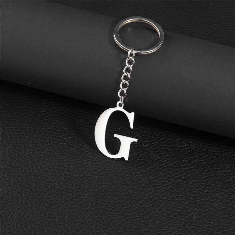 Punk DIY A-Z Letters Keychain Women Metal Initial Pendant Key Chain Ring for Men Trend 26 Alphabet Keyring Bag Accessories