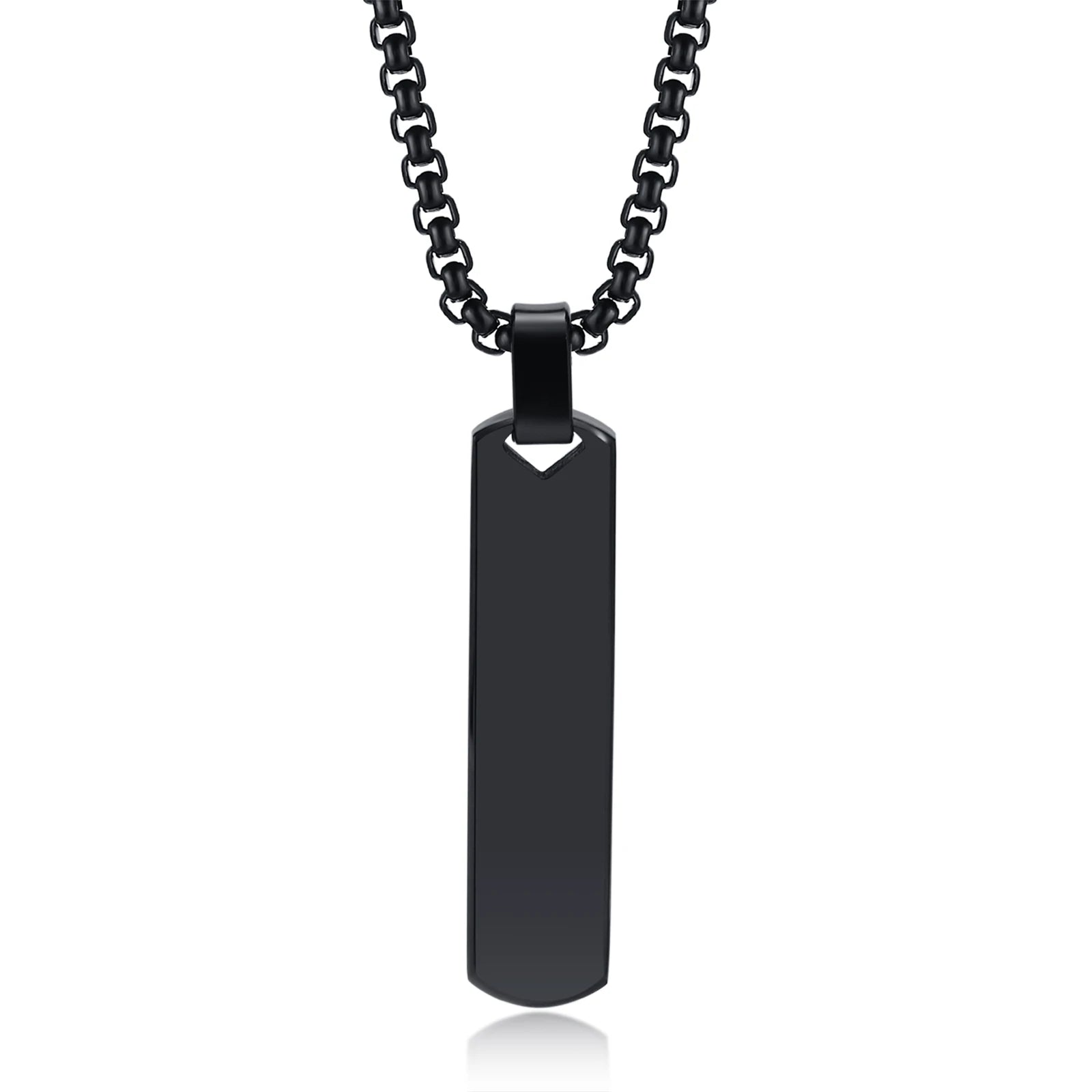 Initials Vertical Bar Necklace for Men,Stainless Steel  A-Z 26 Letters Charm Geometric Pendant Collars,Stylish Jewelry Gift