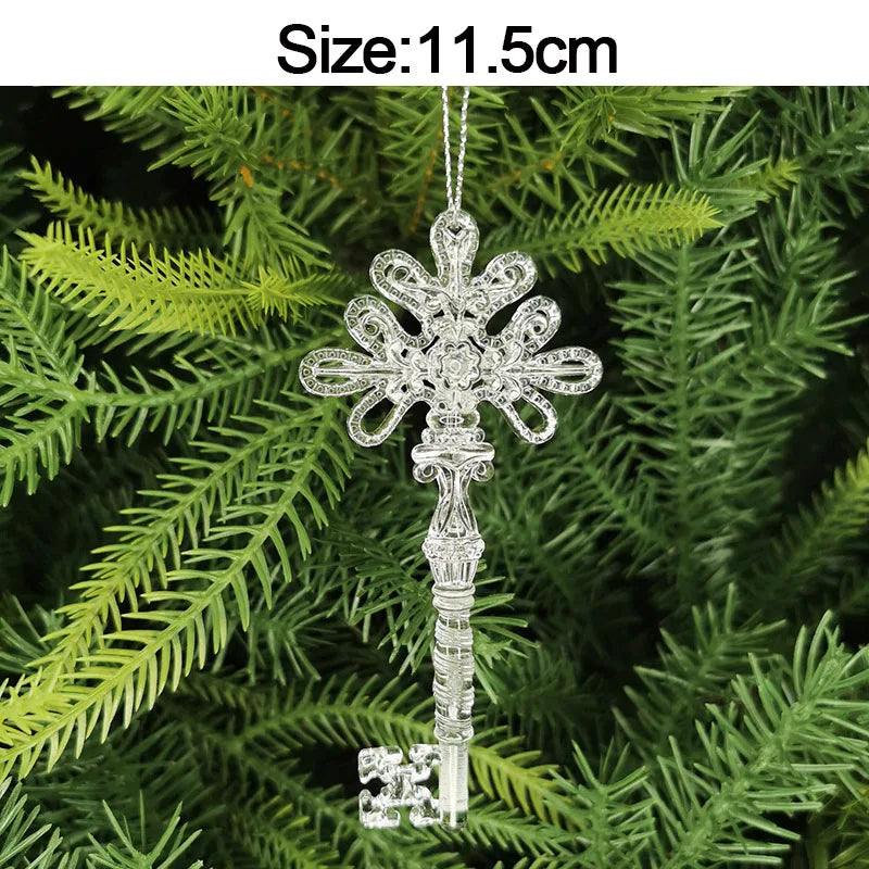 5pcs 2026 Christmas Decoration Crystal Acrylic Ornament Snowflake Elk Snowman Bow Christmas Tree Hanging Pendant New Year Kerst