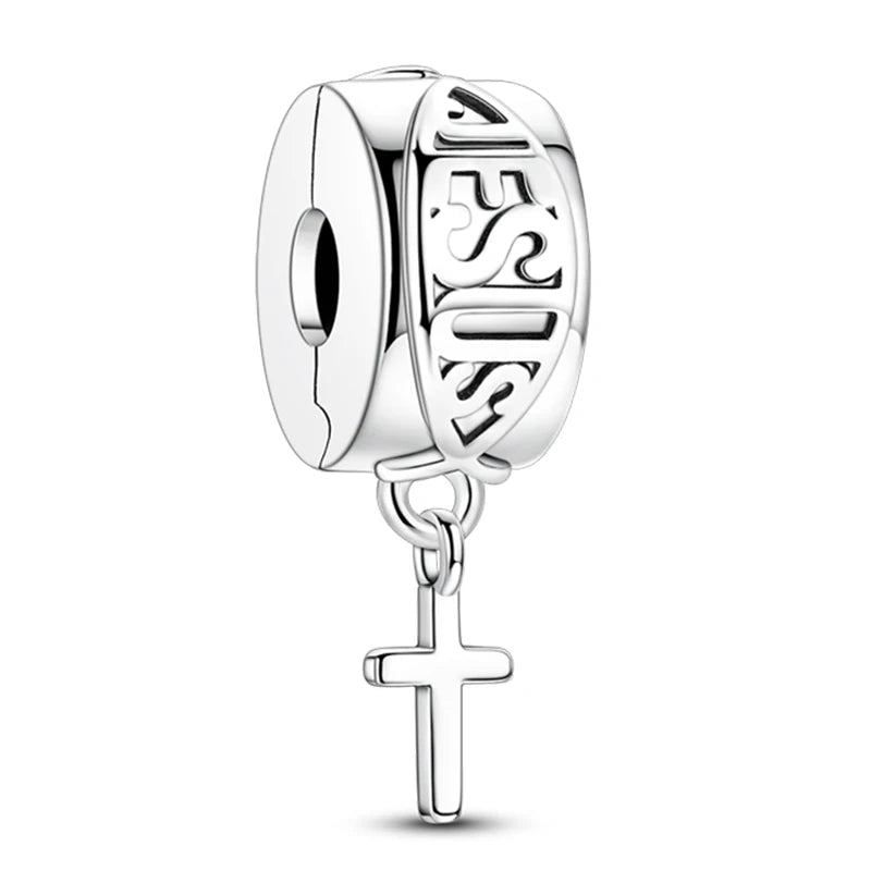 Hot Sale Charms Beads 925 Sterling Silver Color Bow Cross Life Tree Beads Fit DIY Original Bangle Bracelet Charm Pendant Jewelry