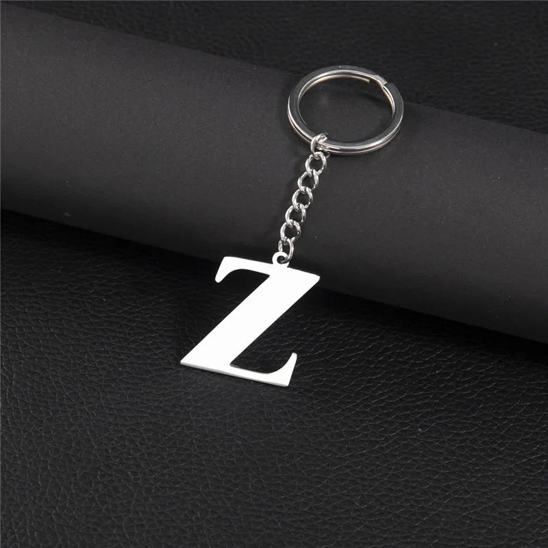 Punk DIY A-Z Letters Keychain Women Metal Initial Pendant Key Chain Ring for Men Trend 26 Alphabet Keyring Bag Accessories