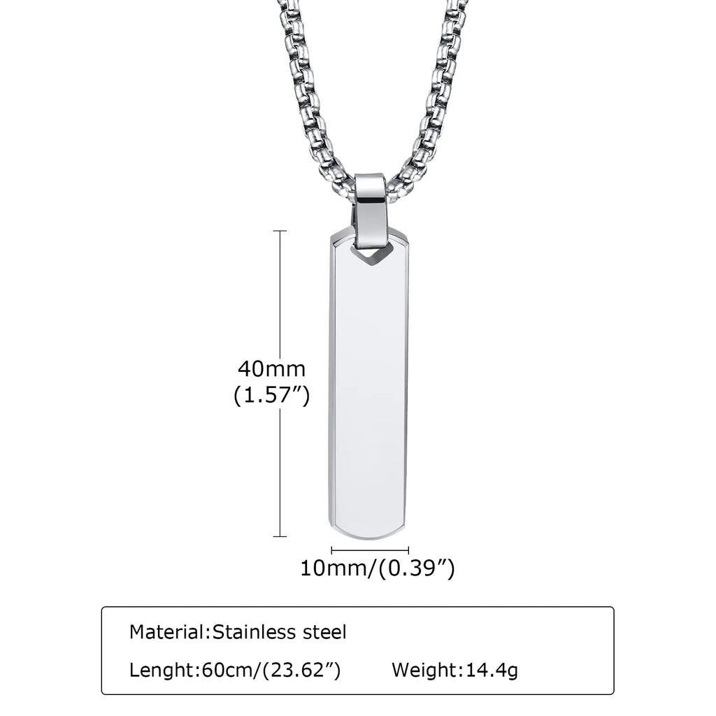 Initials Vertical Bar Necklace for Men,Stainless Steel  A-Z 26 Letters Charm Geometric Pendant Collars,Stylish Jewelry Gift
