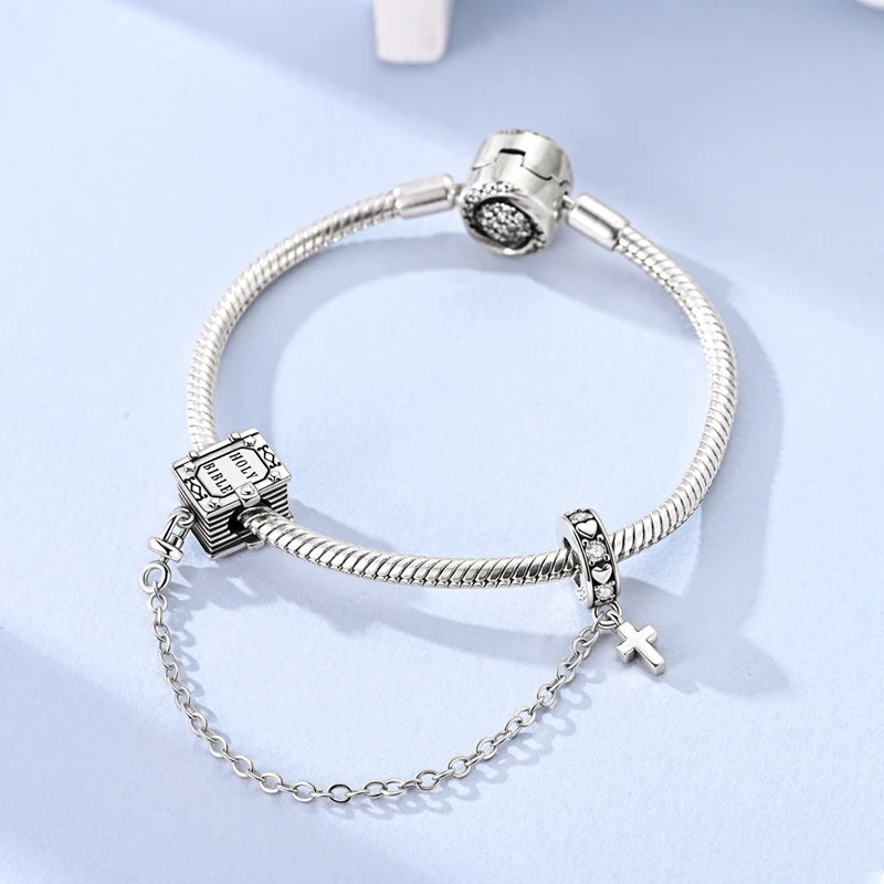 Hot Sale Charms Beads 925 Sterling Silver Color Bow Cross Life Tree Beads Fit DIY Original Bangle Bracelet Charm Pendant Jewelry