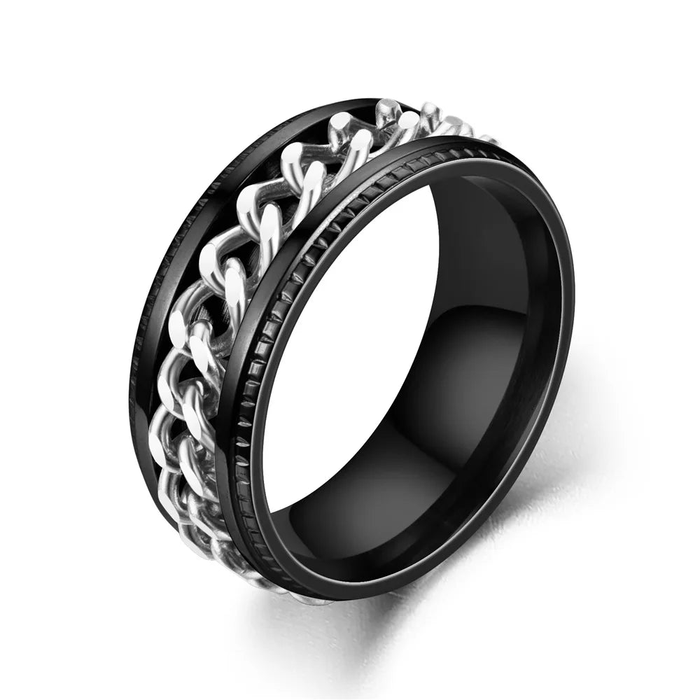 Titanium Steel Rotatable Chain Rings for Women Men Spinner Ring Multifunctional Chain Ring Men Bottle Opener Ring Jewelry Gifts