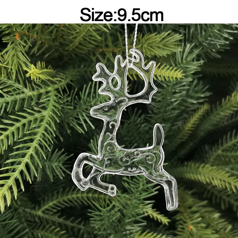 5pcs 2026 Christmas Decoration Crystal Acrylic Ornament Snowflake Elk Snowman Bow Christmas Tree Hanging Pendant New Year Kerst