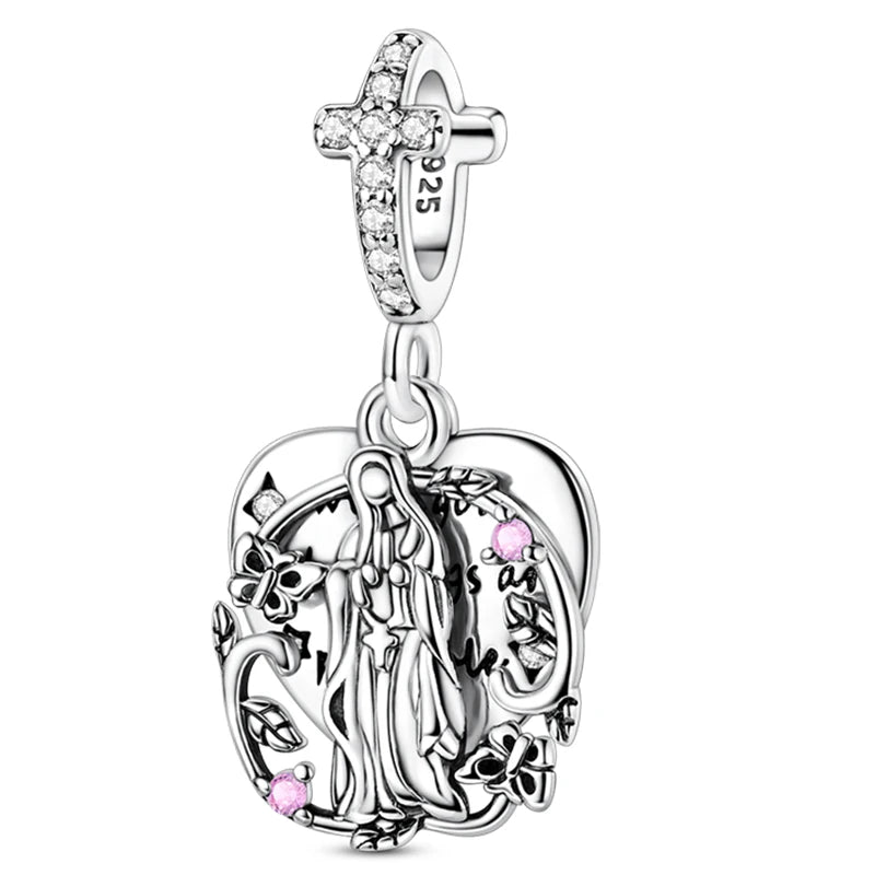 Hot Sale Charms Beads 925 Sterling Silver Color Bow Cross Life Tree Beads Fit DIY Original Bangle Bracelet Charm Pendant Jewelry