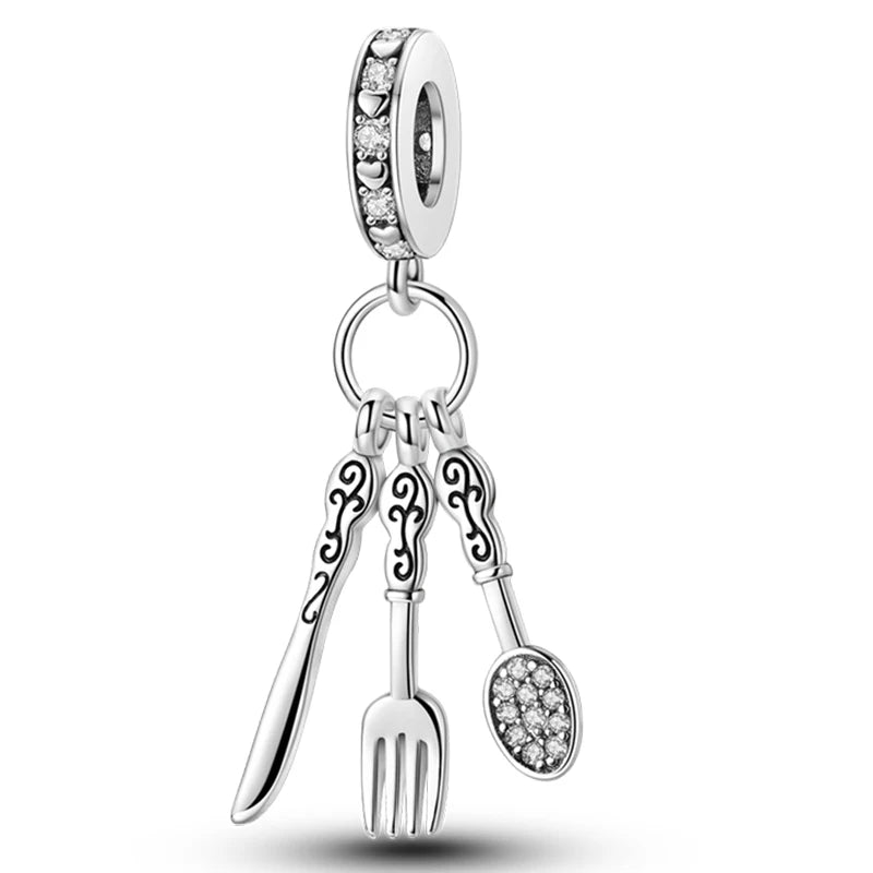 Hot Sale Charms Beads 925 Sterling Silver Color Bow Cross Life Tree Beads Fit DIY Original Bangle Bracelet Charm Pendant Jewelry