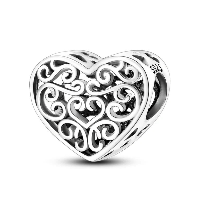 Hot Sale Charms Beads 925 Sterling Silver Color Bow Cross Life Tree Beads Fit DIY Original Bangle Bracelet Charm Pendant Jewelry