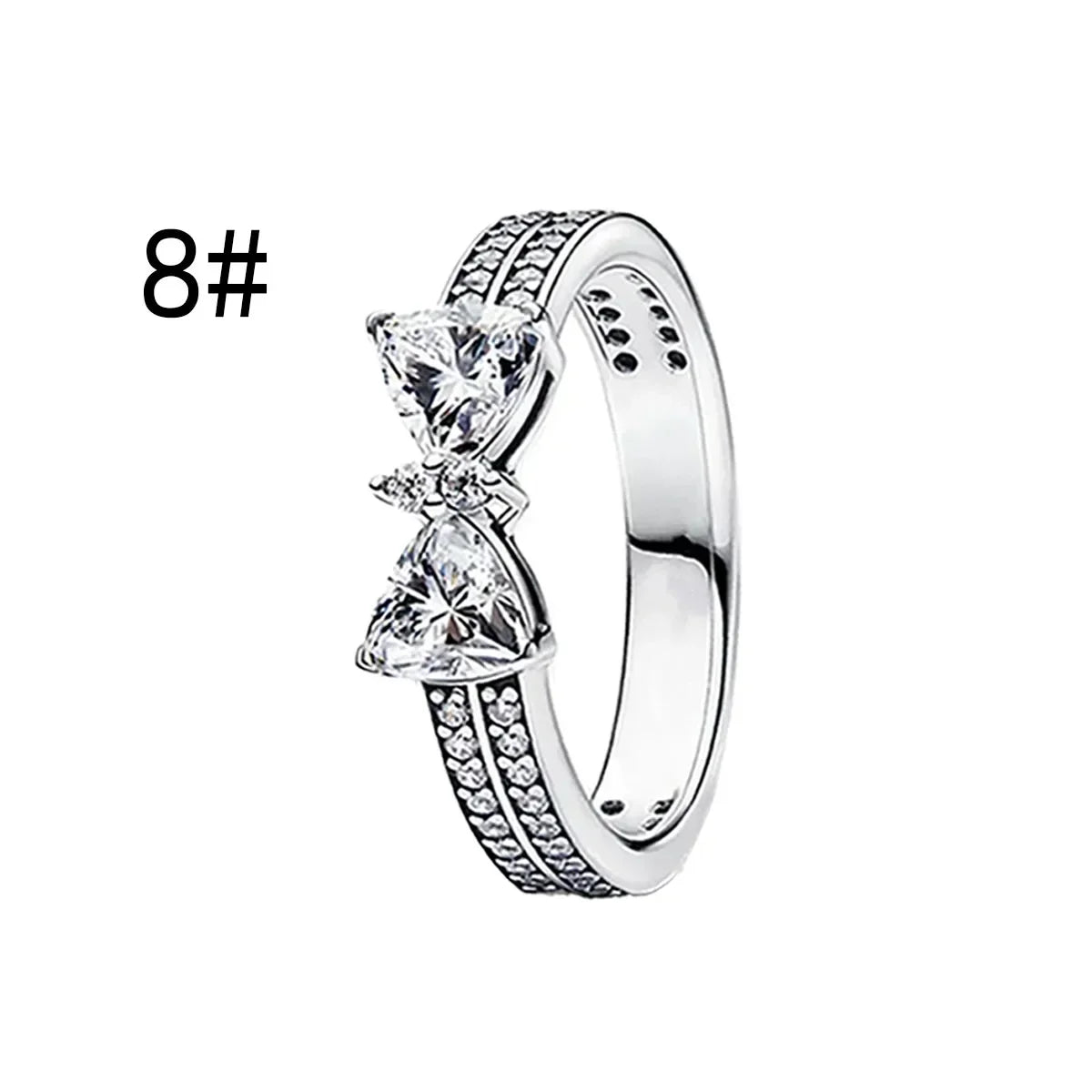 Fine Jewelry Pink Shining Bow Set Ring Earrings Bracelet Necklace Zircon Original 925 Sterling Silver DIY Women DIY Birthdy Gift