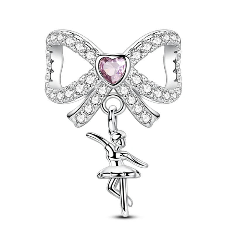 Hot Sale Charms Beads 925 Sterling Silver Color Bow Cross Life Tree Beads Fit DIY Original Bangle Bracelet Charm Pendant Jewelry