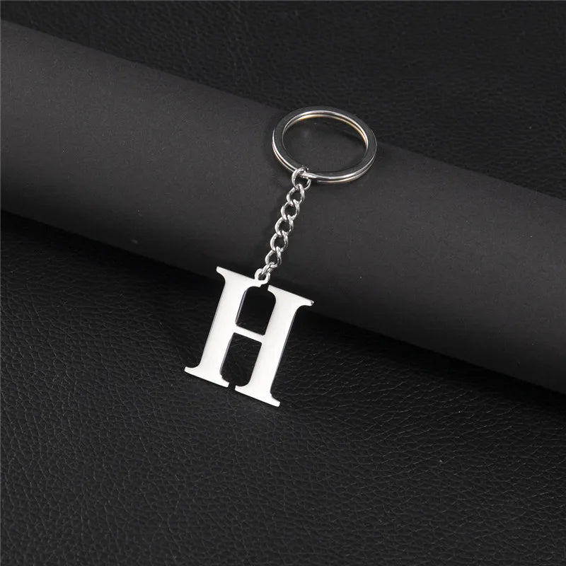 Punk DIY A-Z Letters Keychain Women Metal Initial Pendant Key Chain Ring for Men Trend 26 Alphabet Keyring Bag Accessories