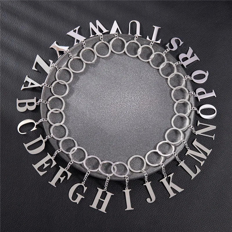Punk DIY A-Z Letters Keychain Women Metal Initial Pendant Key Chain Ring for Men Trend 26 Alphabet Keyring Bag Accessories