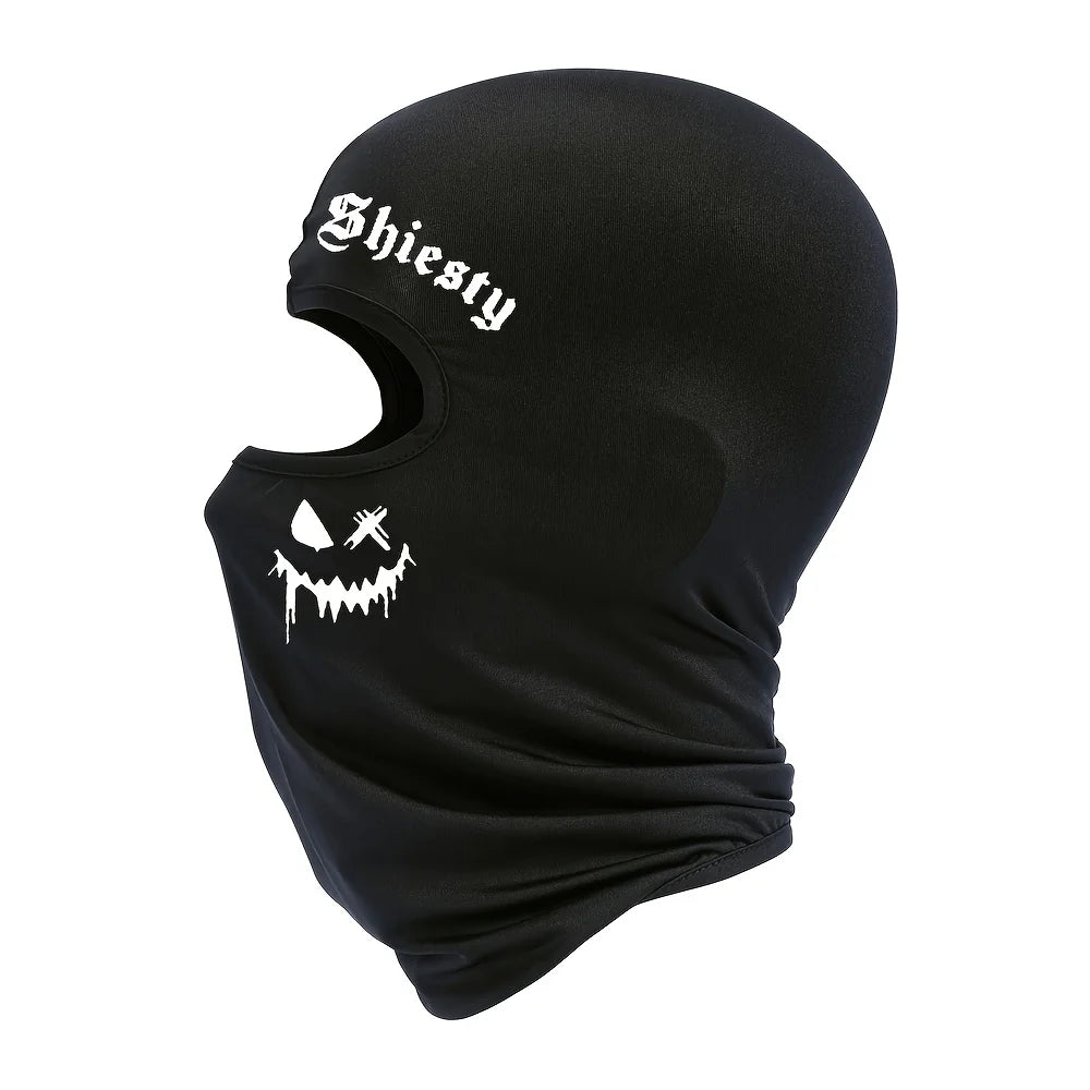 Smiling face print Balaclava face mask, summer cool neck cover, motorcycle skiing scarf, unisex