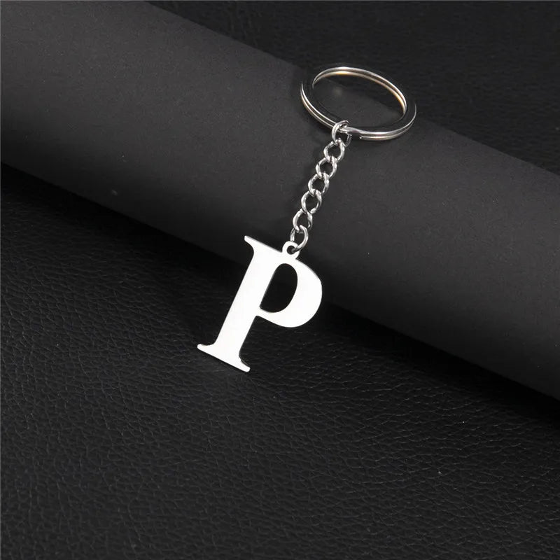Punk DIY A-Z Letters Keychain Women Metal Initial Pendant Key Chain Ring for Men Trend 26 Alphabet Keyring Bag Accessories