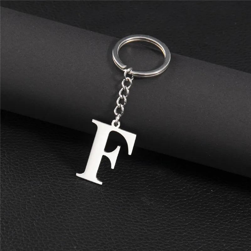 Punk DIY A-Z Letters Keychain Women Metal Initial Pendant Key Chain Ring for Men Trend 26 Alphabet Keyring Bag Accessories