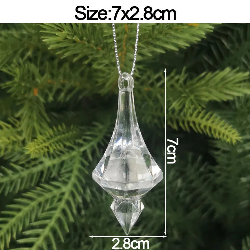 5pcs 2026 Christmas Decoration Crystal Acrylic Ornament Snowflake Elk Snowman Bow Christmas Tree Hanging Pendant New Year Kerst