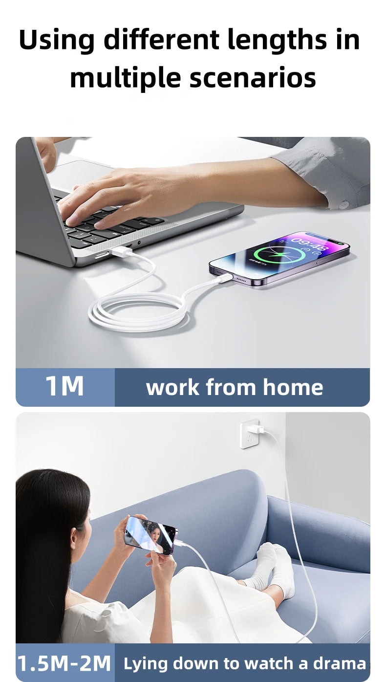 For Apple PD 20W Fast Charging USB C Cable For iPhone 14 13 12 11 Pro Max Plus XS Fast Charger Type C Data Line Cable