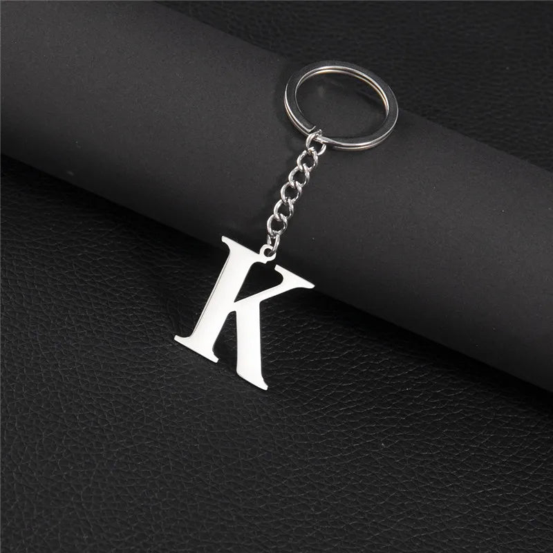 Punk DIY A-Z Letters Keychain Women Metal Initial Pendant Key Chain Ring for Men Trend 26 Alphabet Keyring Bag Accessories