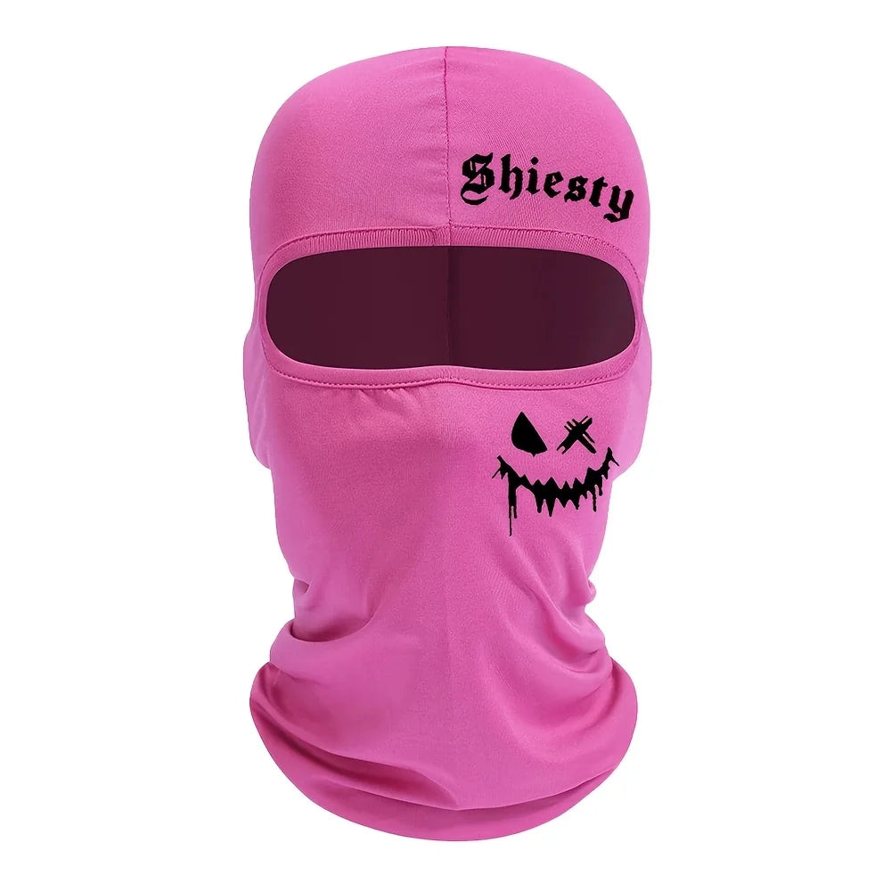 Smiling face print Balaclava face mask, summer cool neck cover, motorcycle skiing scarf, unisex