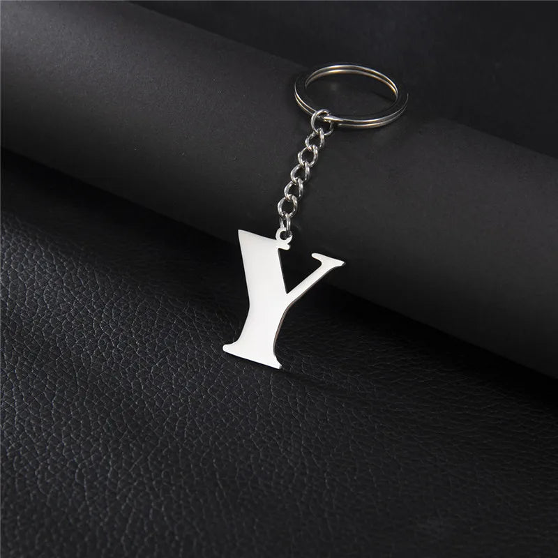 Punk DIY A-Z Letters Keychain Women Metal Initial Pendant Key Chain Ring for Men Trend 26 Alphabet Keyring Bag Accessories