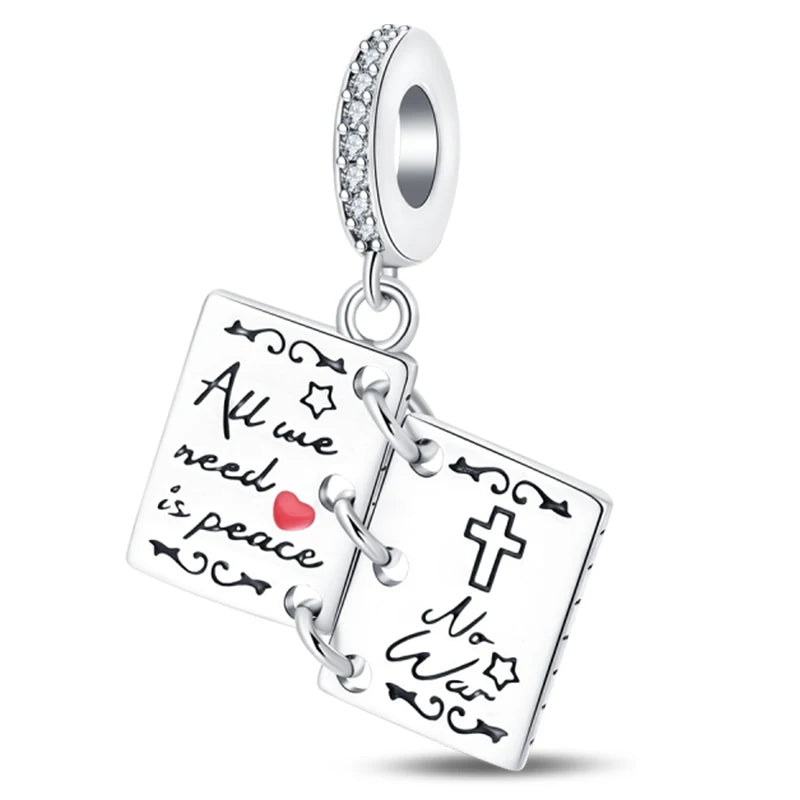 Hot Sale Charms Beads 925 Sterling Silver Color Bow Cross Life Tree Beads Fit DIY Original Bangle Bracelet Charm Pendant Jewelry