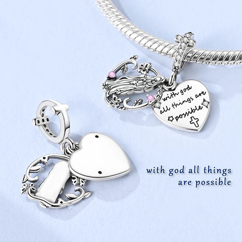 Hot Sale Charms Beads 925 Sterling Silver Color Bow Cross Life Tree Beads Fit DIY Original Bangle Bracelet Charm Pendant Jewelry