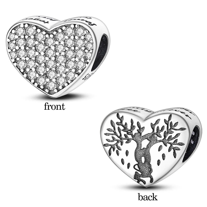 Hot Sale Charms Beads 925 Sterling Silver Color Bow Cross Life Tree Beads Fit DIY Original Bangle Bracelet Charm Pendant Jewelry