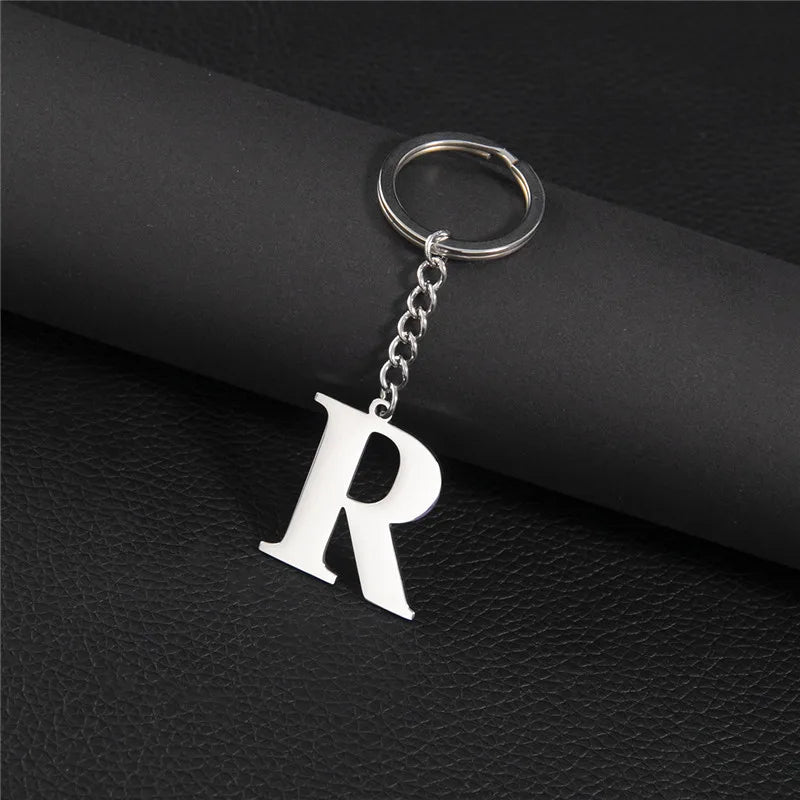 Punk DIY A-Z Letters Keychain Women Metal Initial Pendant Key Chain Ring for Men Trend 26 Alphabet Keyring Bag Accessories
