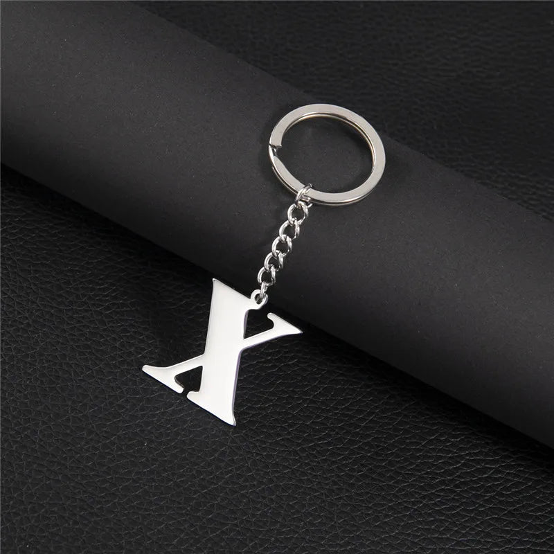 Punk DIY A-Z Letters Keychain Women Metal Initial Pendant Key Chain Ring for Men Trend 26 Alphabet Keyring Bag Accessories